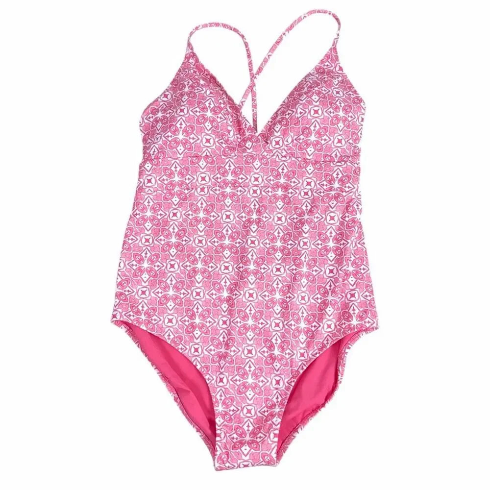 Vineyard Vines Sconset Large One Piece Swimsuit Pink NEW
